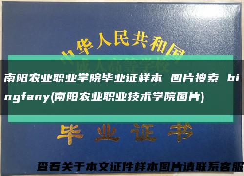 南阳农业职业学院毕业证样本 图片搜索 bingfany(南阳农业职业技术学院图片)缩略图