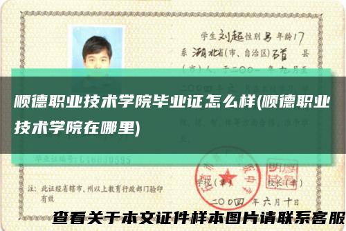 顺德职业技术学院毕业证怎么样(顺德职业技术学院在哪里)缩略图