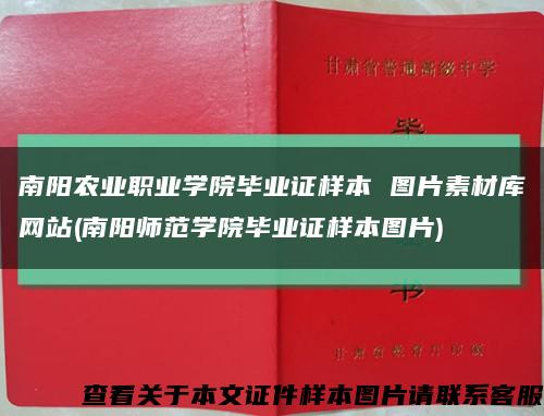 南阳农业职业学院毕业证样本 图片素材库网站(南阳师范学院毕业证样本图片)缩略图
