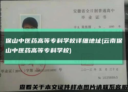 保山中医药高等专科学校详细地址(云南保山中医药高等专科学校)缩略图