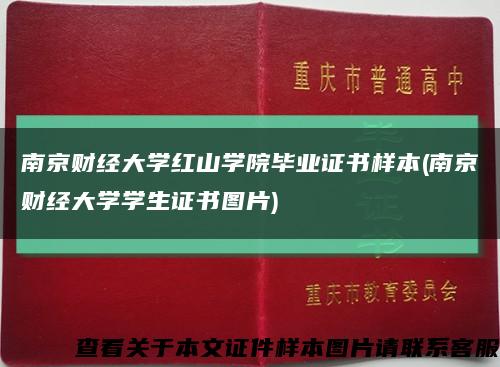 南京财经大学红山学院毕业证书样本(南京财经大学学生证书图片)缩略图