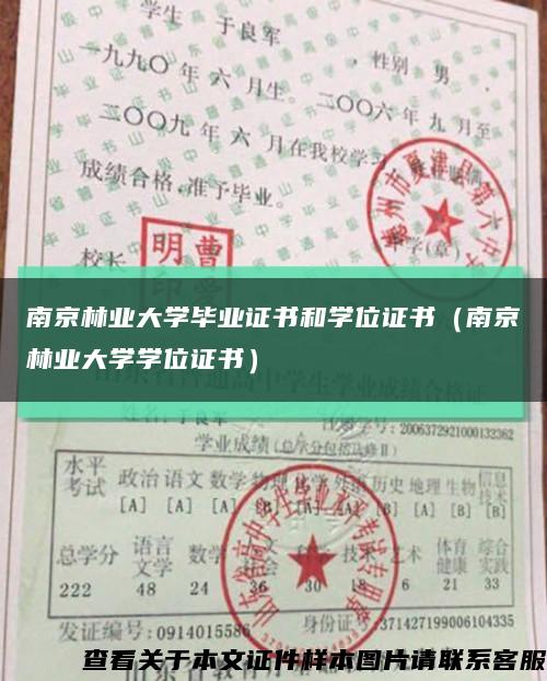 南京林业大学毕业证书和学位证书（南京林业大学学位证书）缩略图