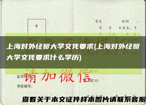 上海对外经贸大学文凭要求(上海对外经贸大学文凭要求什么学历)缩略图