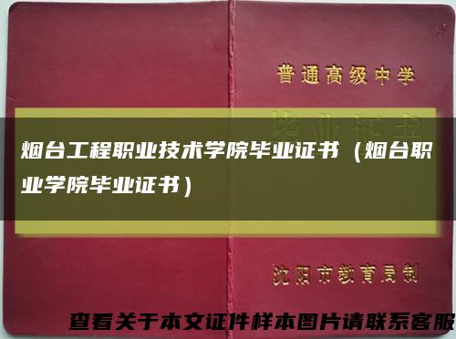 烟台工程职业技术学院毕业证书（烟台职业学院毕业证书）缩略图