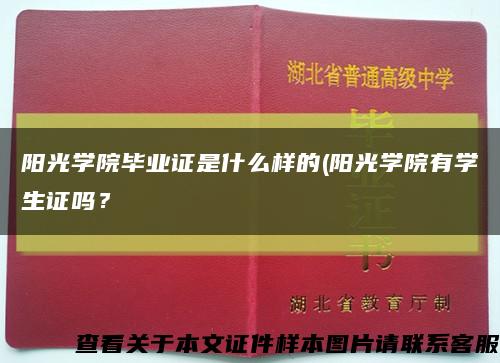 阳光学院毕业证是什么样的(阳光学院有学生证吗？缩略图