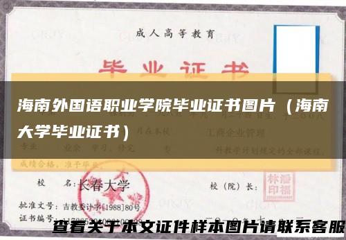 海南外国语职业学院毕业证书图片（海南大学毕业证书）缩略图