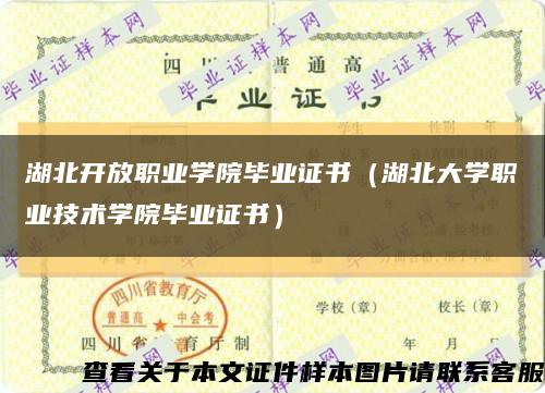 湖北开放职业学院毕业证书（湖北大学职业技术学院毕业证书）缩略图