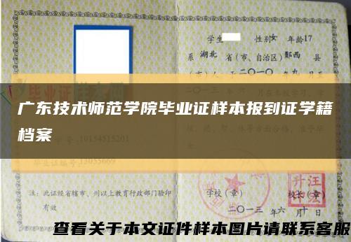 广东技术师范学院毕业证样本报到证学籍档案缩略图