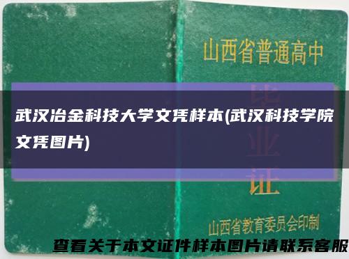 武汉冶金科技大学文凭样本(武汉科技学院文凭图片)缩略图
