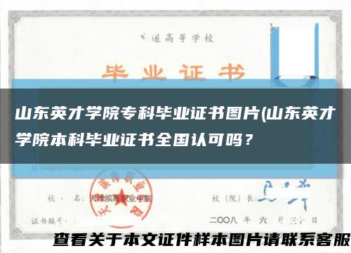 山东英才学院专科毕业证书图片(山东英才学院本科毕业证书全国认可吗？缩略图