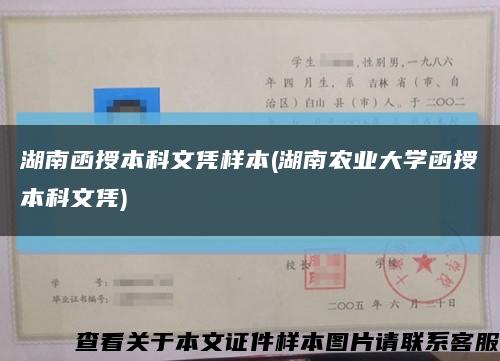 湖南函授本科文凭样本(湖南农业大学函授本科文凭)缩略图