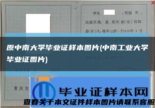 原中南大学毕业证样本图片(中南工业大学毕业证图片)缩略图