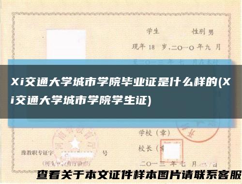 Xi交通大学城市学院毕业证是什么样的(Xi交通大学城市学院学生证)缩略图