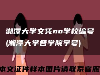 湘潭大学文凭no学校编号(湘潭大学各学院学号)缩略图