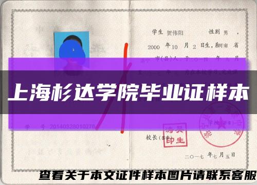 上海杉达学院毕业证样本缩略图