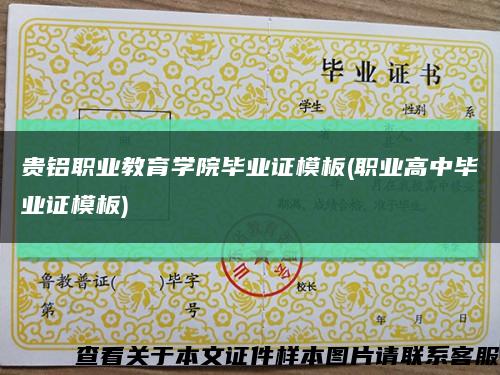 贵铝职业教育学院毕业证模板(职业高中毕业证模板)缩略图