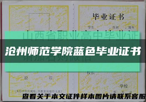 沧州师范学院蓝色毕业证书缩略图