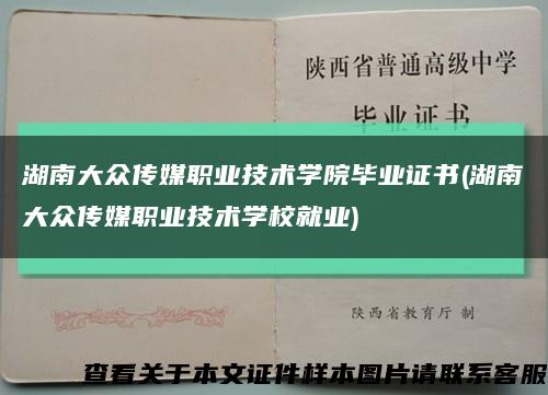 湖南大众传媒职业技术学院毕业证书(湖南大众传媒职业技术学校就业)缩略图