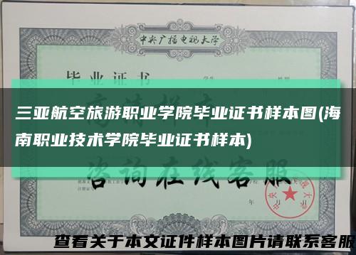 三亚航空旅游职业学院毕业证书样本图(海南职业技术学院毕业证书样本)缩略图