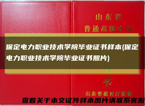 保定电力职业技术学院毕业证书样本(保定电力职业技术学院毕业证书照片)缩略图
