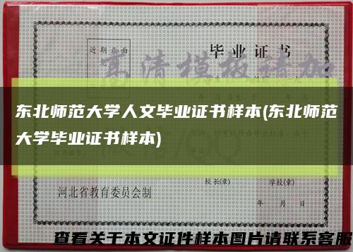 东北师范大学人文毕业证书样本(东北师范大学毕业证书样本)缩略图