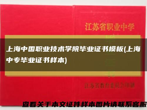 上海中国职业技术学院毕业证书模板(上海中专毕业证书样本)缩略图
