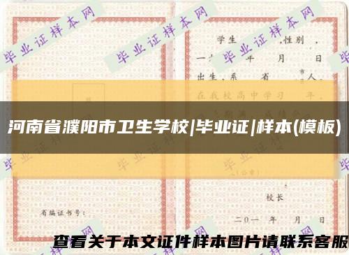 河南省濮阳市卫生学校|毕业证|样本(模板)缩略图