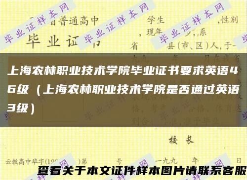 上海农林职业技术学院毕业证书要求英语46级（上海农林职业技术学院是否通过英语3级）缩略图