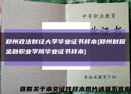 郑州政法财经大学毕业证书样本(郑州财税金融职业学院毕业证书样本)缩略图