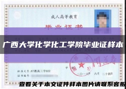 广西大学化学化工学院毕业证样本缩略图