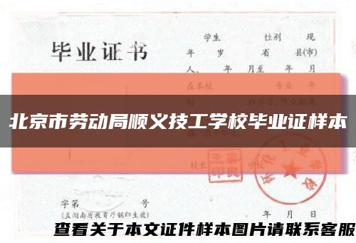 北京市劳动局顺义技工学校毕业证样本缩略图