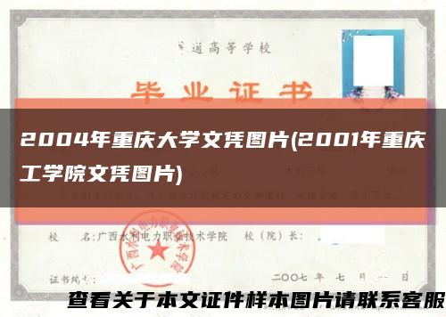 2004年重庆大学文凭图片(2001年重庆工学院文凭图片)缩略图