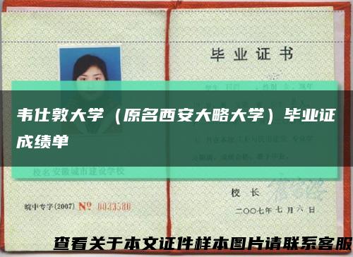 韦仕敦大学（原名西安大略大学）毕业证成绩单缩略图