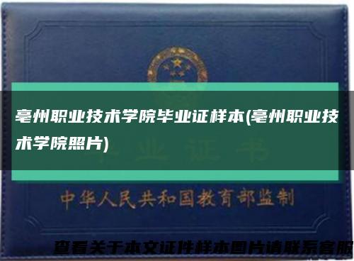 亳州职业技术学院毕业证样本(亳州职业技术学院照片)缩略图