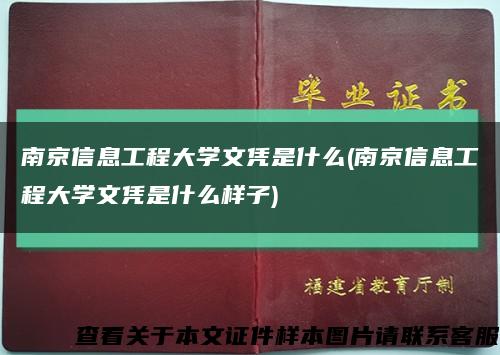 南京信息工程大学文凭是什么(南京信息工程大学文凭是什么样子)缩略图