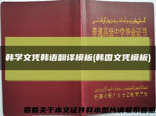 韩学文凭韩语翻译模板(韩国文凭模板)缩略图