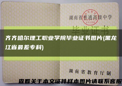 齐齐哈尔理工职业学院毕业证书图片(黑龙江省最差专科)缩略图