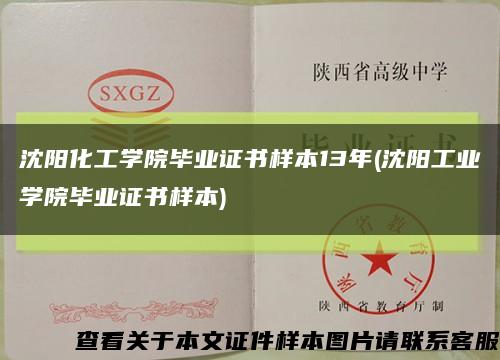 沈阳化工学院毕业证书样本13年(沈阳工业学院毕业证书样本)缩略图