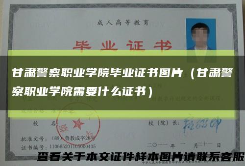 甘肃警察职业学院毕业证书图片（甘肃警察职业学院需要什么证书）缩略图