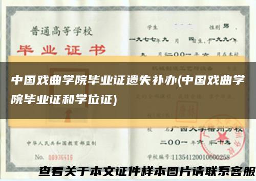 中国戏曲学院毕业证遗失补办(中国戏曲学院毕业证和学位证)缩略图