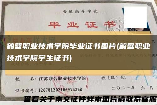 鹤壁职业技术学院毕业证书图片(鹤壁职业技术学院学生证书)缩略图