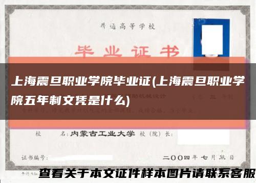 上海震旦职业学院毕业证(上海震旦职业学院五年制文凭是什么)缩略图