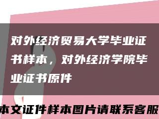 对外经济贸易大学毕业证书样本，对外经济学院毕业证书原件缩略图