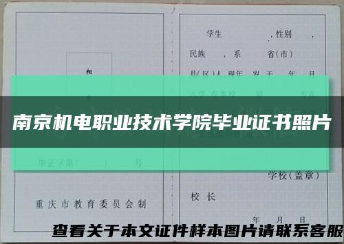 南京机电职业技术学院毕业证书照片缩略图