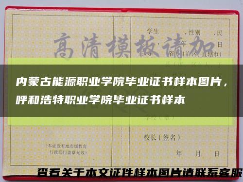 内蒙古能源职业学院毕业证书样本图片，呼和浩特职业学院毕业证书样本缩略图