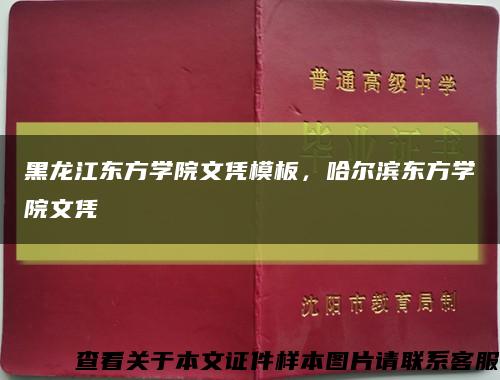 黑龙江东方学院文凭模板，哈尔滨东方学院文凭缩略图