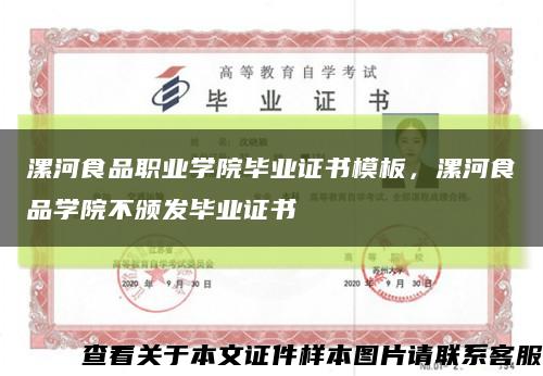 漯河食品职业学院毕业证书模板，漯河食品学院不颁发毕业证书缩略图