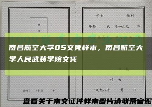 南昌航空大学05文凭样本，南昌航空大学人民武装学院文凭缩略图