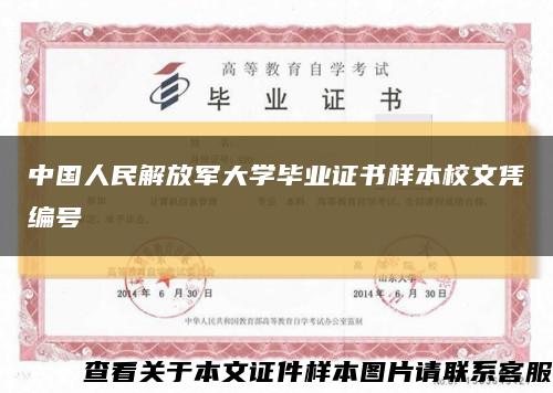 中国人民解放军大学毕业证书样本校文凭编号缩略图