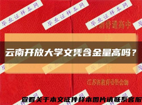 云南开放大学文凭含金量高吗？缩略图